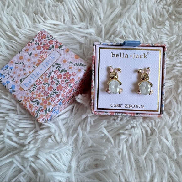 Bella Jack Goldtone Crackle Cubic Zirconia Easter Bunny Earrings - Picture 14 of 14
